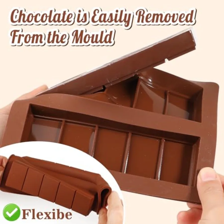 Small Dubai Deep Chocolate Bar Molds 2 Pack Deep with Scraper Thick Silicone Chocolate Molds for Stuffed Bar Mini Chocolate Can