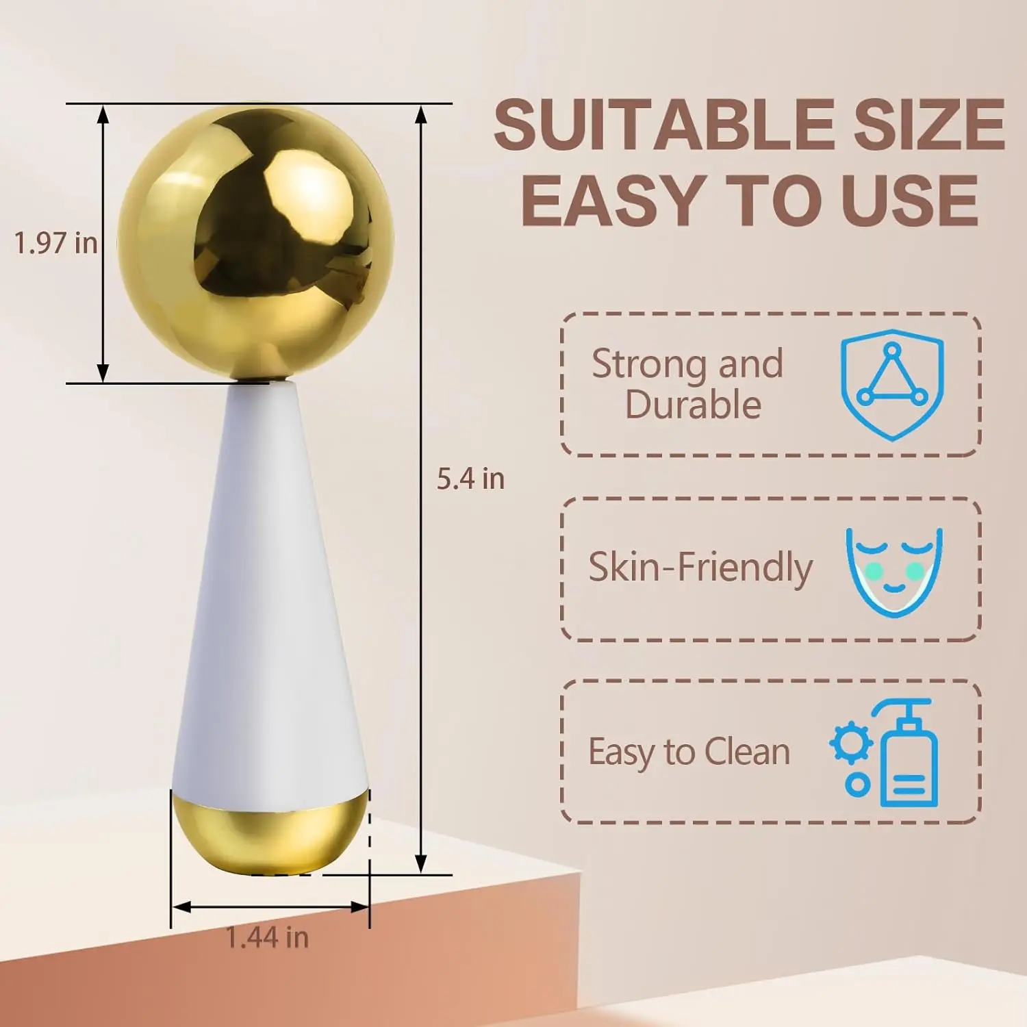 Kule do twarzy i oczu, stalowe pałeczki do masażu ciepłem i zimnem, narzędzie do masażu twarzy, chłodzący roller do codziennych rutyn kosmetycznych, prezent do pielęgnacji skóry.