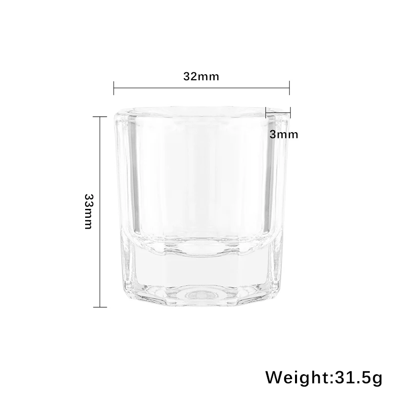 ถ้วยแก้วใสสำหรับใส่ยาทาเล็บอะคริลิค 1 ชิ้น อุปกรณ์ใส่ผงเล็บ ภาชนะใส่เครื่องสำอาง อุปกรณ์แต่งเล็บ