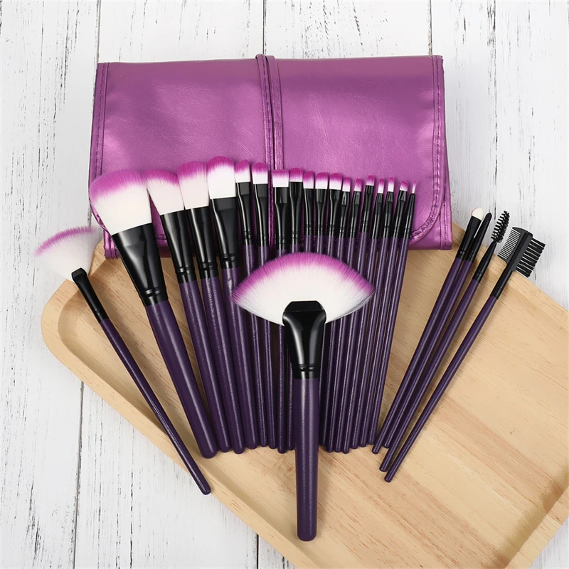 24 Pcs/set Soft and waxy elastic and smooth microfiber Bicolor gradient hair brush set With customizable