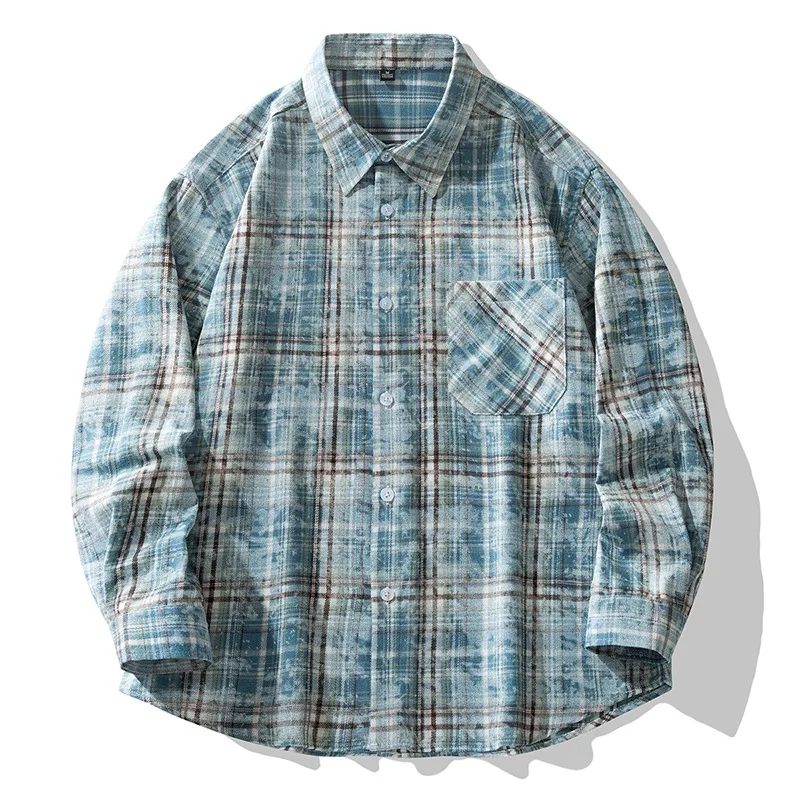 

Men's clothing Checkered Shirt Loose Couple Top Jacket ropa hombre