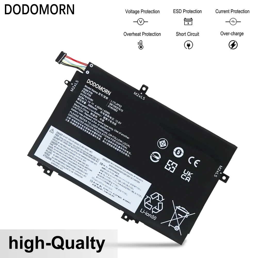 dodomorn l17c3p52 بطارية كمبيوتر محمول l480-20lt l580-20lx l580-20lw l480-20ls l580 l7m3p53 01av463 sb10k97611 45wh