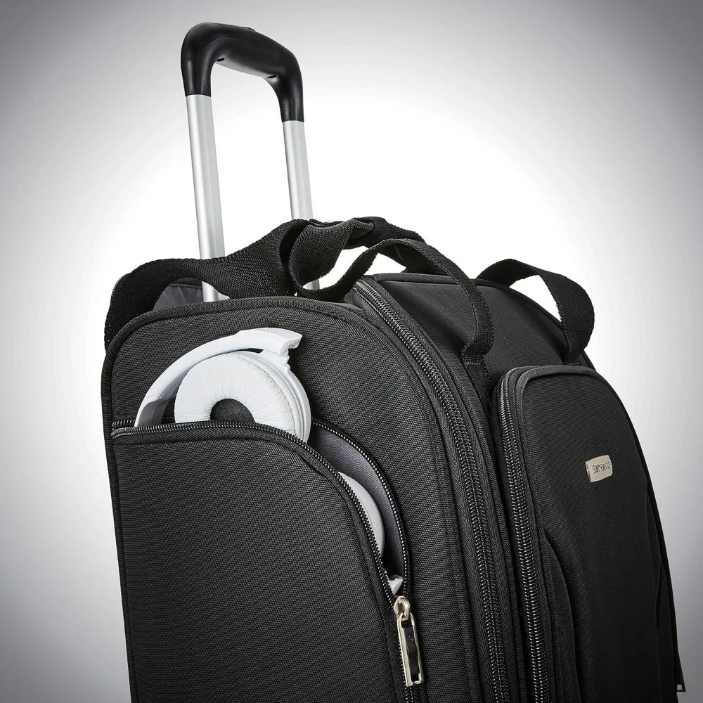 Compact Lightweight Spinner Carry-On Luggage with USB Port, Jet Black, One Size, Travel Essential