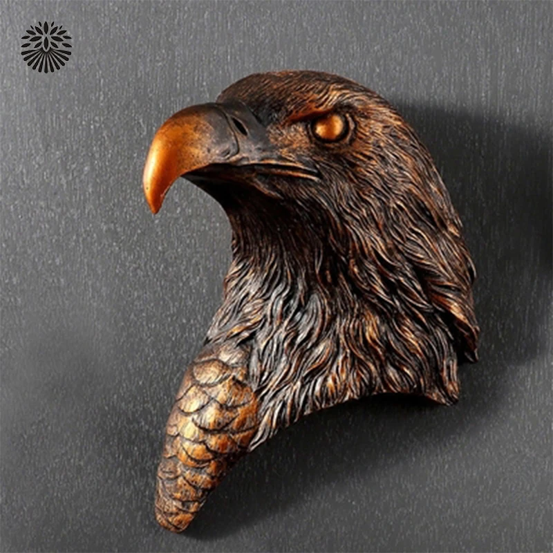 

Retro Left and Right Eagle Head Wall Hanging European Animal Head Wall Hanging Living Room Wall Three-dimensional Decoration