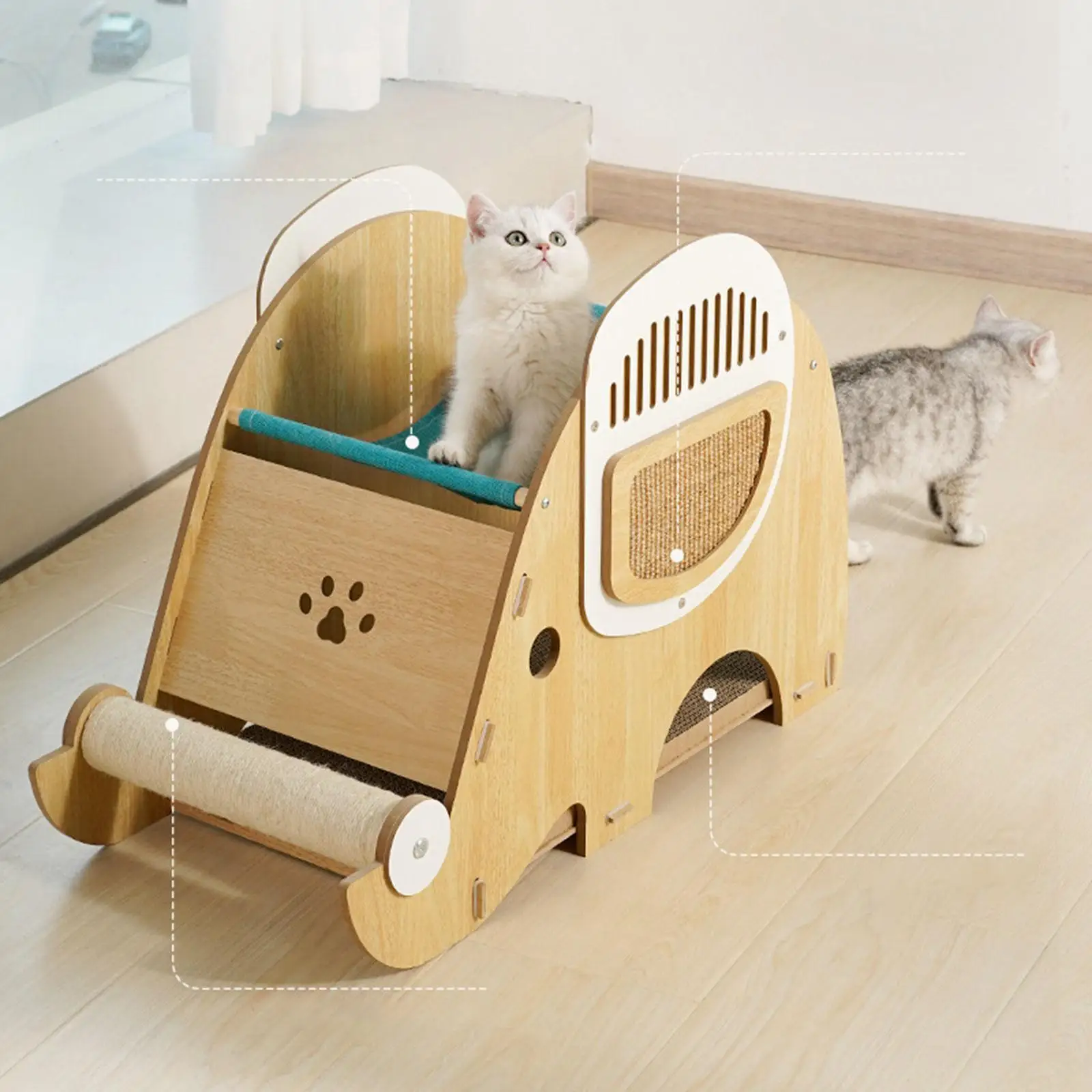 

Cat Tree Play Activity Center Furniture Cat Sleeping Bed Training Sleeping, Playing, and Lounging Wooden Cat Scratcher