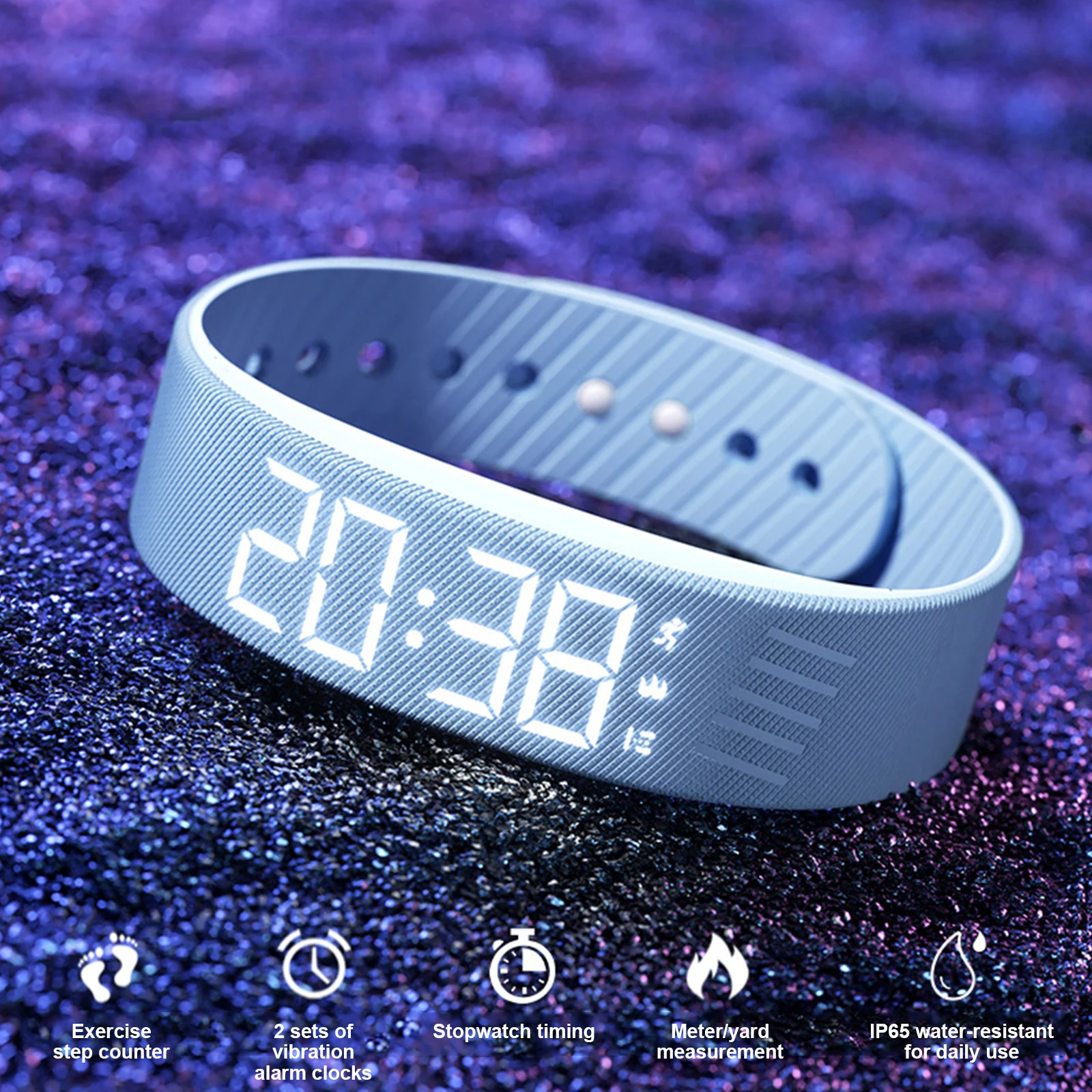 Silent Wrist Shock Bands Waterproof Silent Vibration Alarm Watch with Step Counter Pedometer for Heavy Sleepers Students