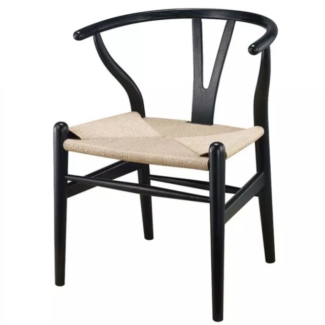 Wholesale Black Ash wood Y-Chair restaurant furniture stackable Wishbone solid wood Y shape dining Chairs and Armchair