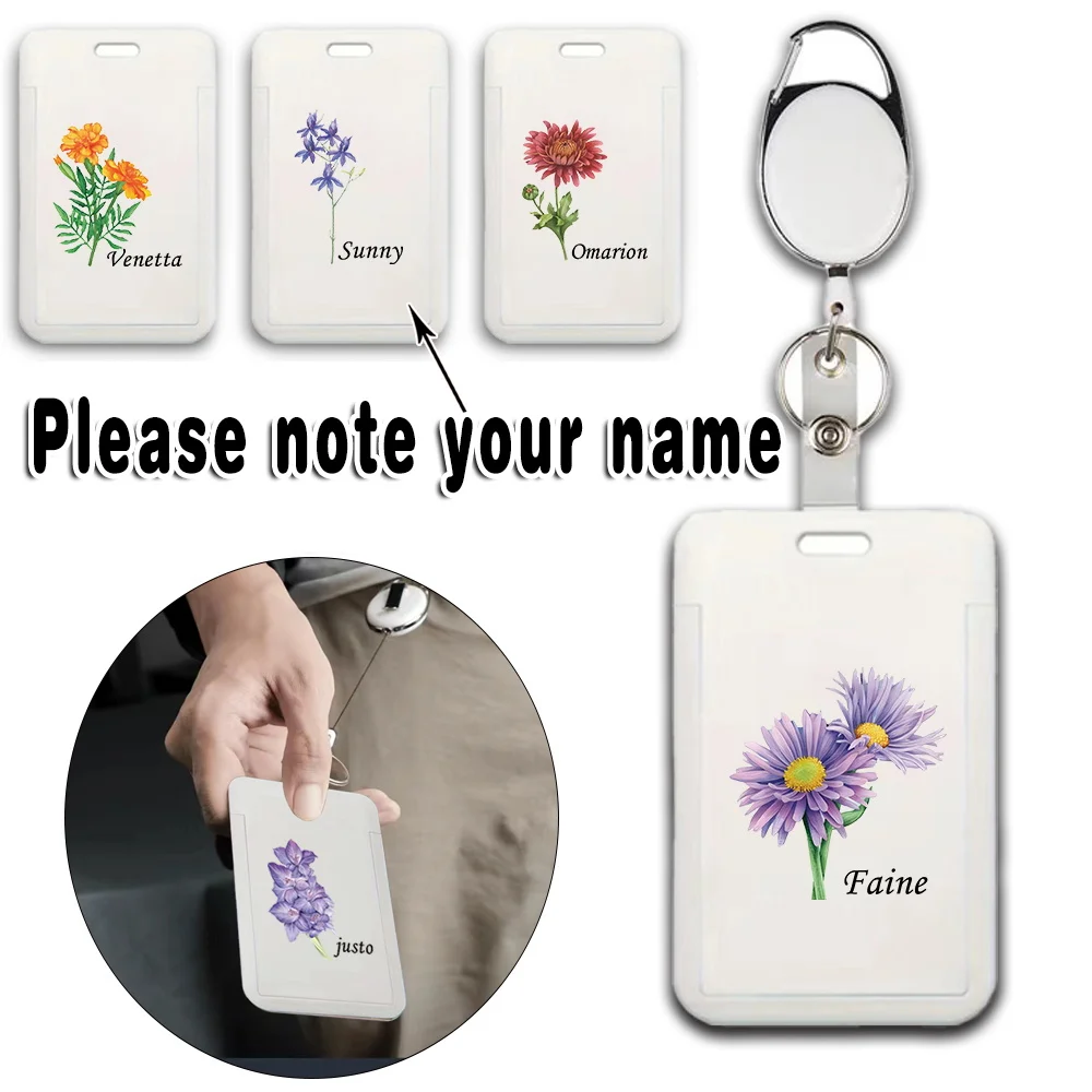 

Customized Name ID Badge Holder Keychain Clip Retractable Durable Card Holder for Business DIY Security Accessories Personalized