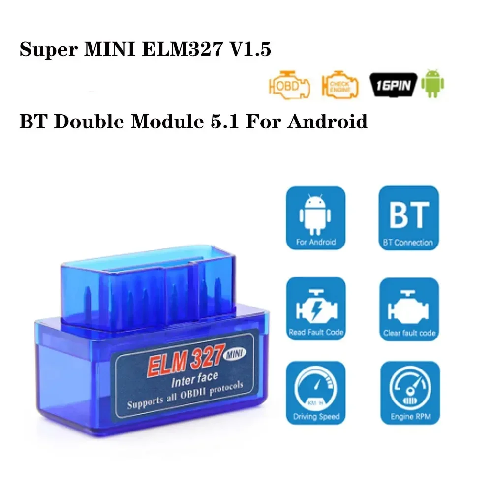 elm327 V1.5 ODB2 BT Module 5.1 ELM 327 V 1 5 OBD2 For Android Auto Code Reader OBD Car Diagnostic Scanner Tool