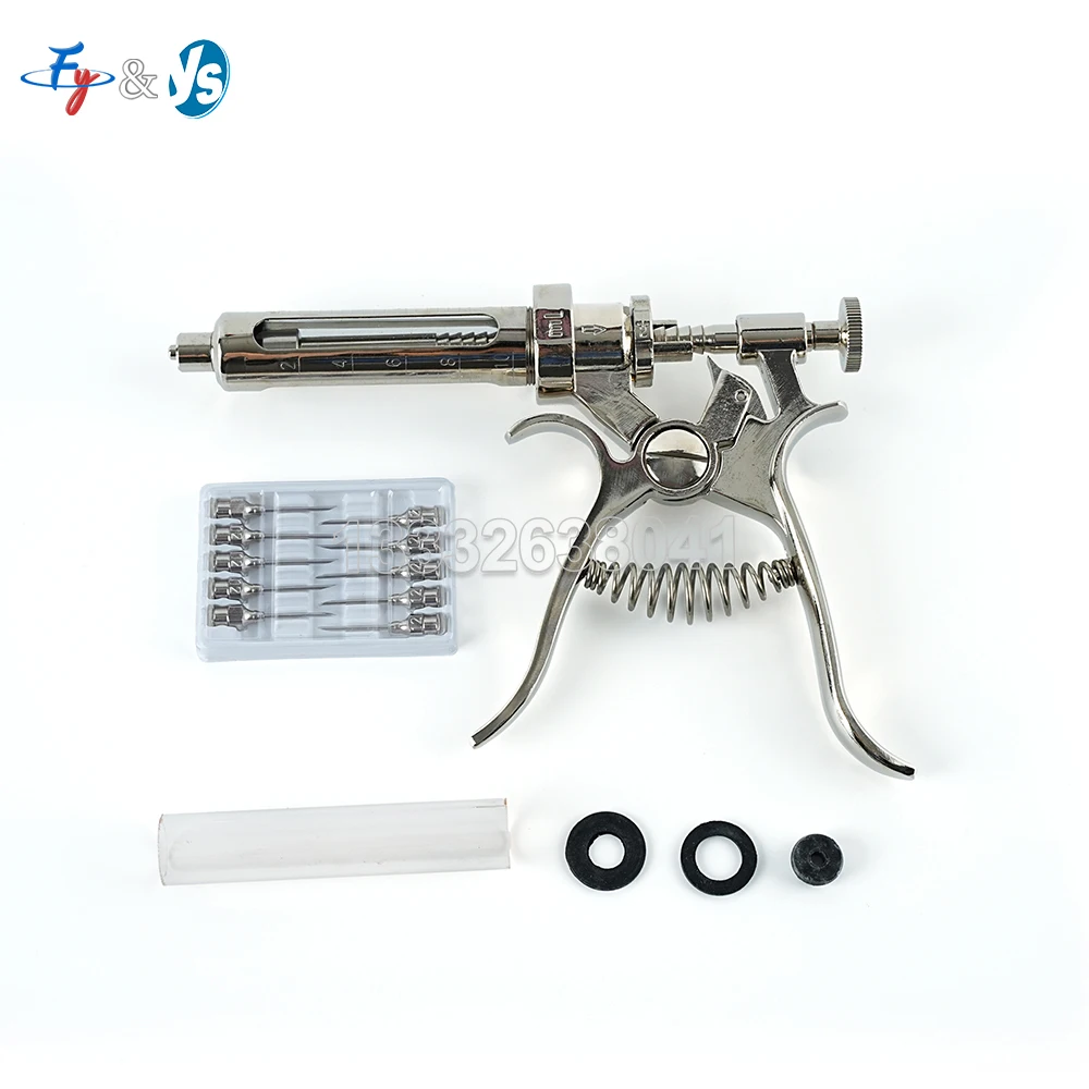 1 Pc  Animal Continuous Injection Syringe Stainless Steel Automatic Vaccination Gun for Cow Pig Sheep Veterinary 10/20/30/50ml