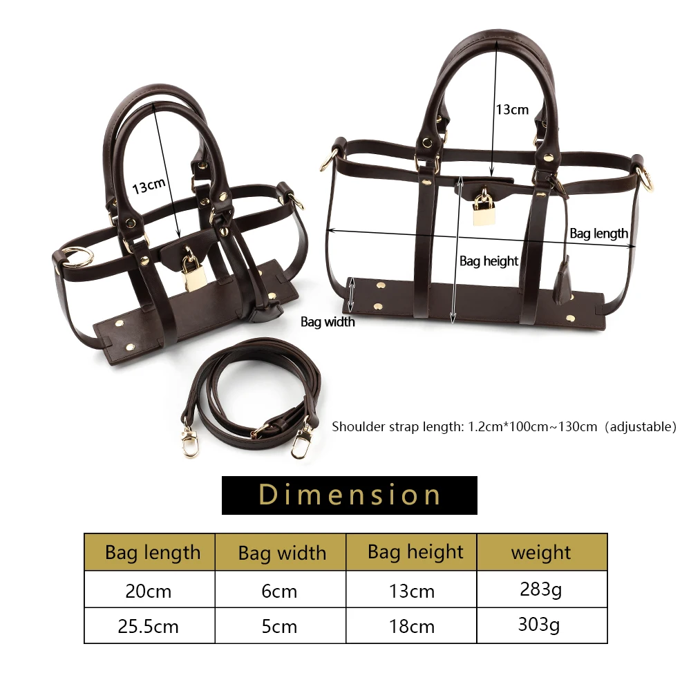 20cm 25.5cm Hollow Tote Bag Frame Conversion Kit Handbag Frame with Adjustable Crossbody Strap Padlock DIY Bag Making Accessory