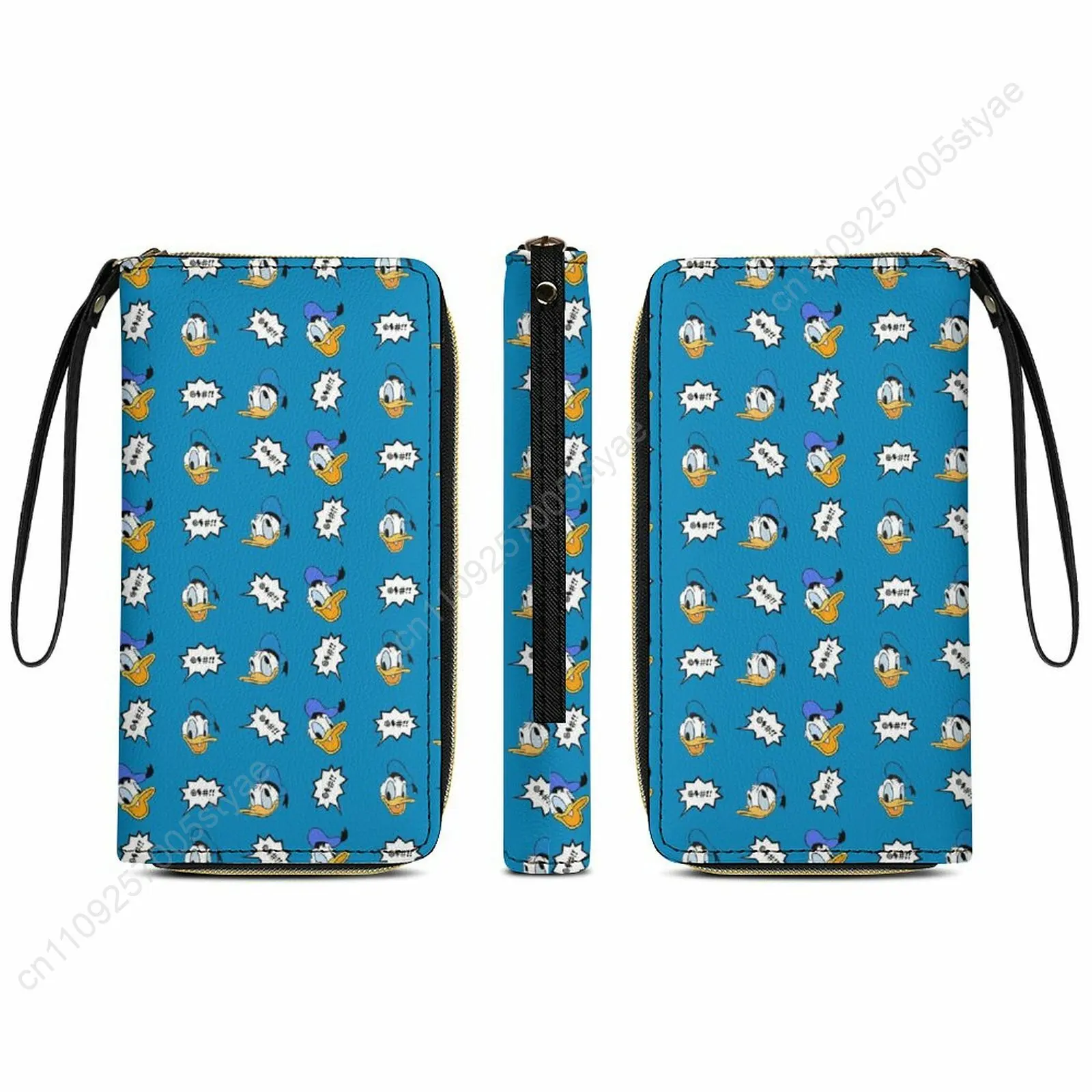 

Donald Duck Leather Wallet Disney Licensed Customizable Personalized Design Your Pattern Portable Design Double-sided Printing