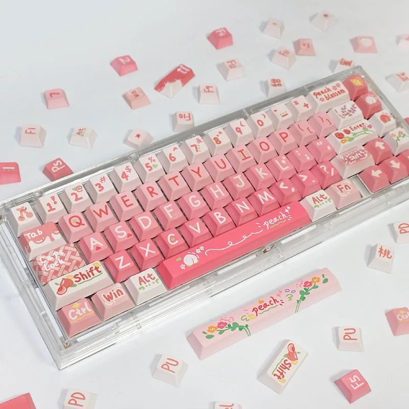 High appearance, five sided, highly cute and personalized PBT pink thermal sublimation mechanical keyboard keycaps