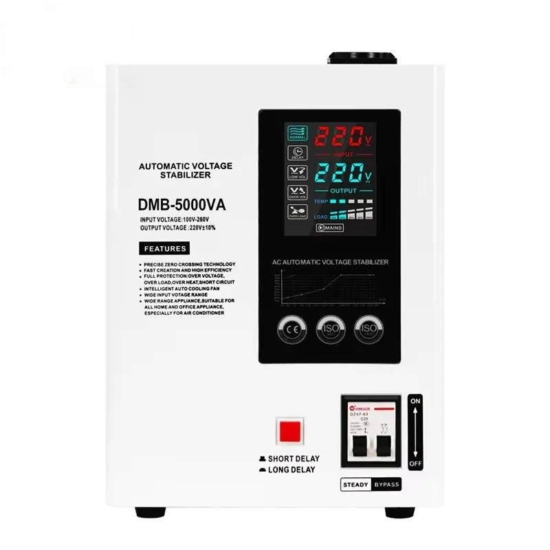 AC220V TMB-3000VA 5000VA Automatic Voltage Regulator Single Phase Relay Tower Model with LCD Display for Home Appliance Use
