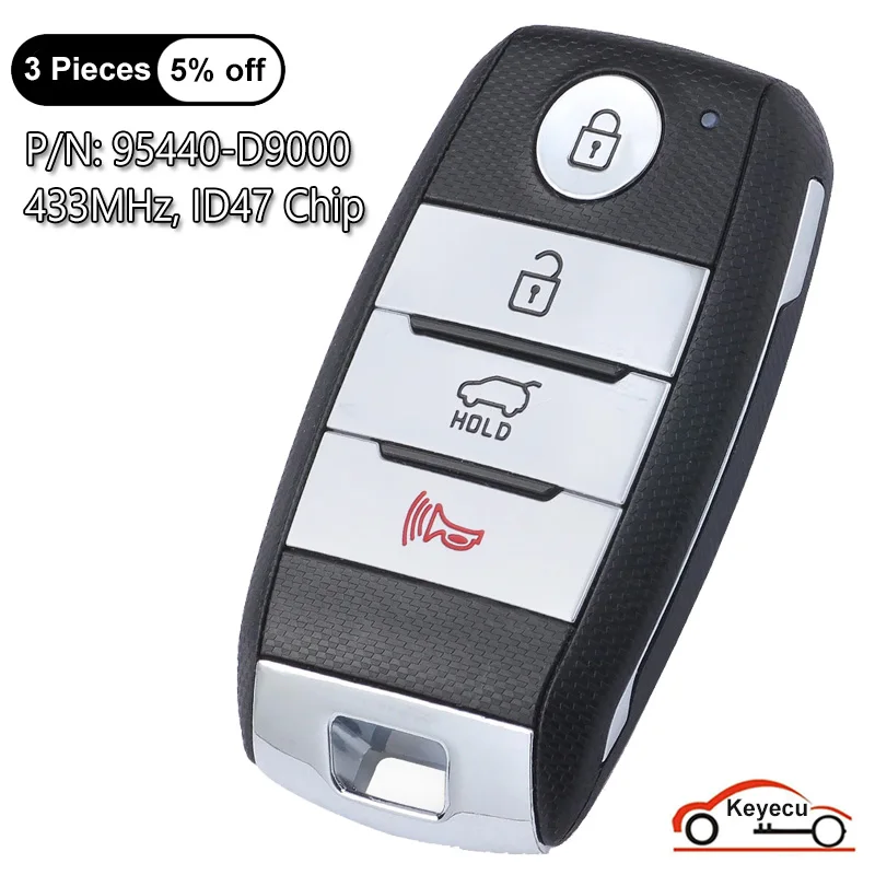 

KEYECU 4 Buttons 433MHz ID47 Chip for Kia Sportage 2016 2017 2018 2019 Smart Remote Control Key Fob 95440-D9000 TQ8-FOB-4F08