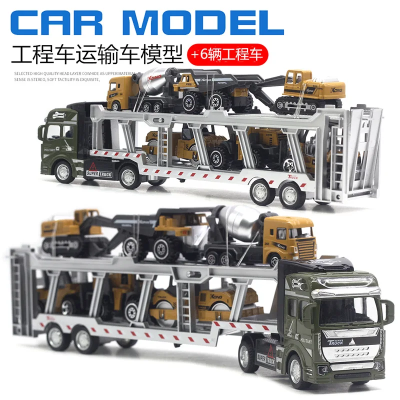 1:48 Alloy Engineering Vehicle Transporter Model Set Car