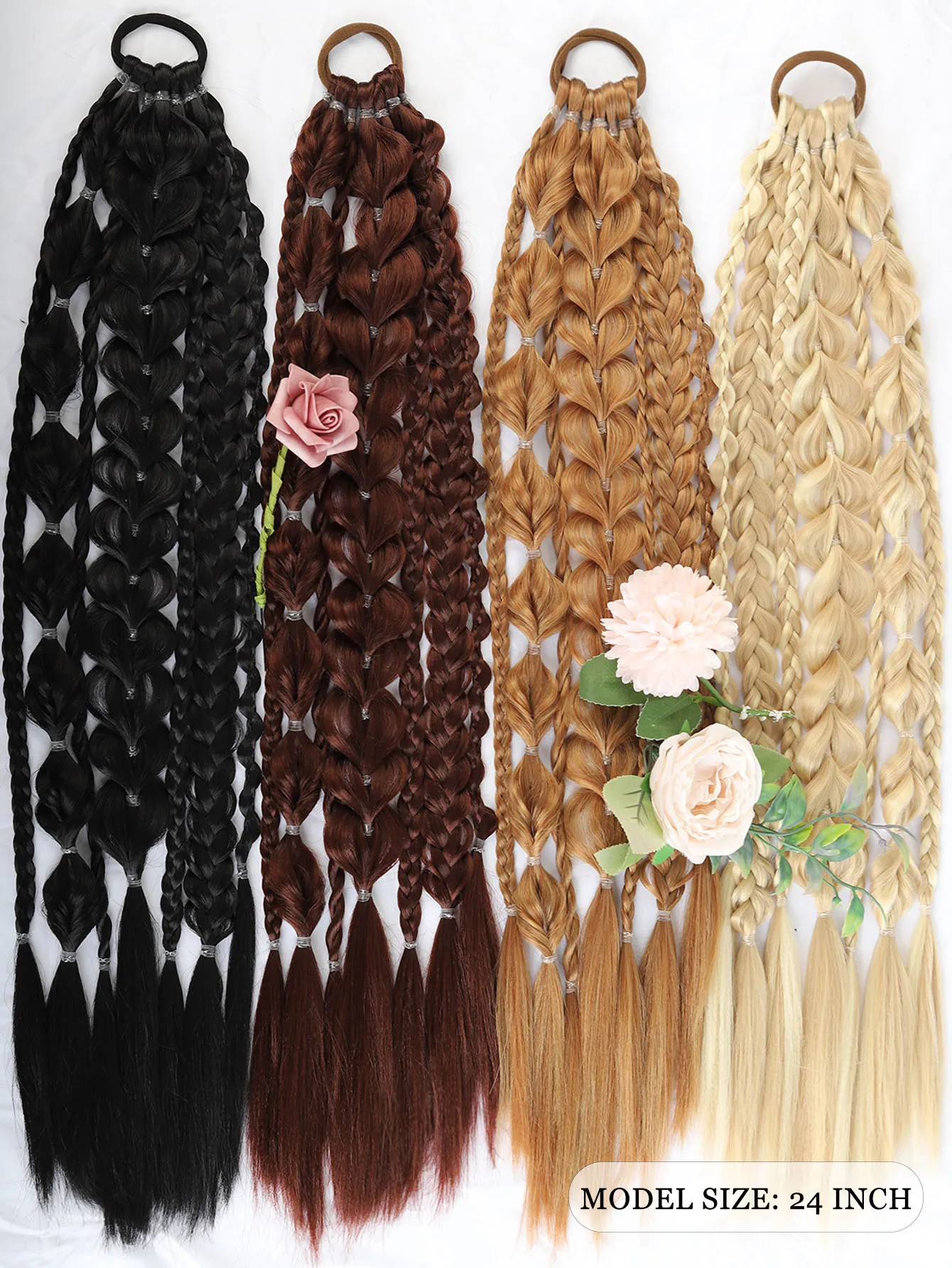 Synthetic Gradient Lantern Bubble Braided Ponytail Hair Extensions Women Festival Cosplay Party Hair Accessories