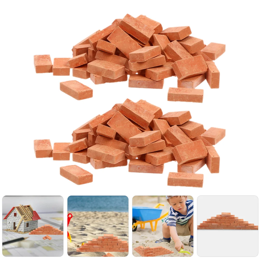 

100 Pcs Micro Landscape Bricks Miniature Models Red Miniatures DIY Clay Decor Fake