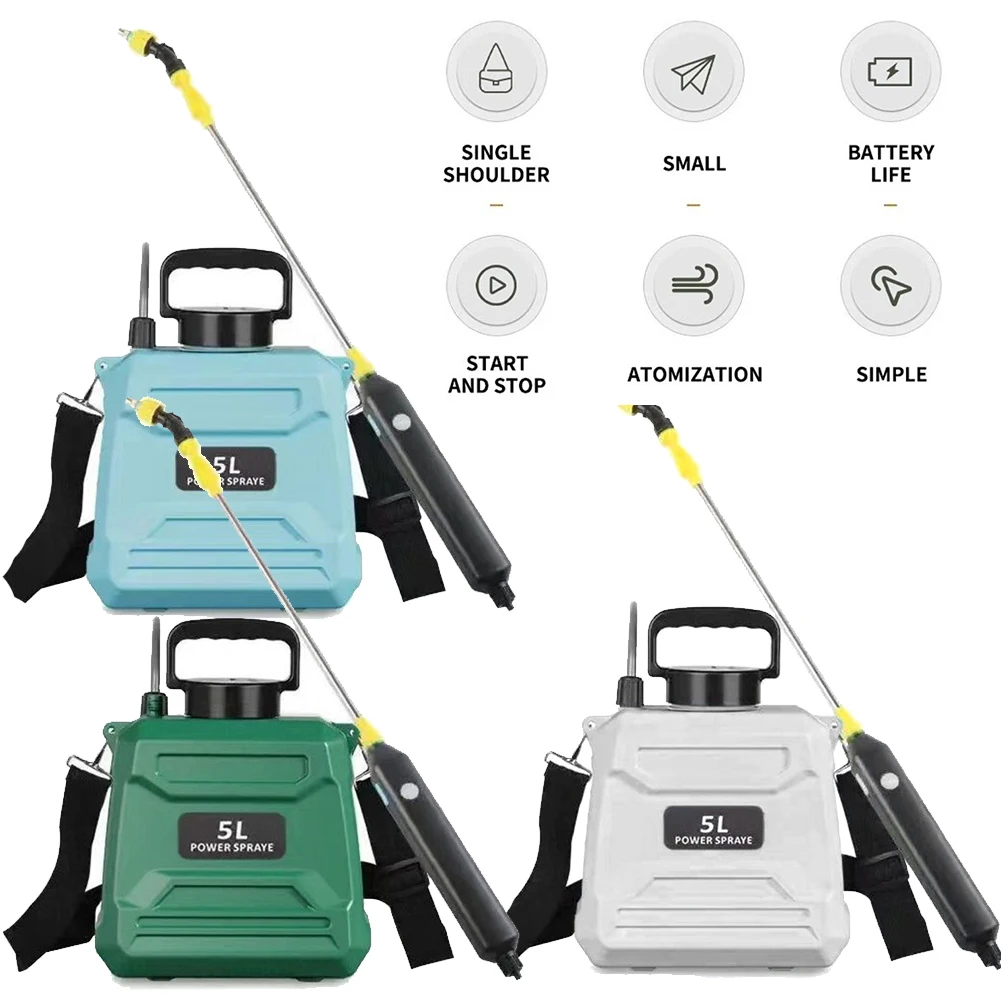 New 5L Backpack Agricultural Sprayer High Pressure Electric Irrigation Disinfection Pesticide Spray Green Blue White