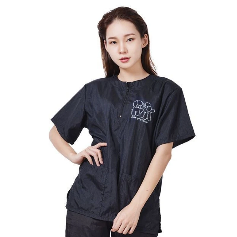 Abbigliamento colorato per toelettatura cani Uniformi da negozio per animali domestici impermeabili e traspiranti Toelettatore per animali domestici Abiti da lavoro Top a maniche corte Grembiule