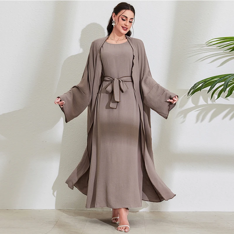 2024 New Design Abaya Muslim Sets Women Coat Dress 2pc Suits Eid Ramadan Prayer Garment Islam Arabic Turkey Modest Dresses Robes