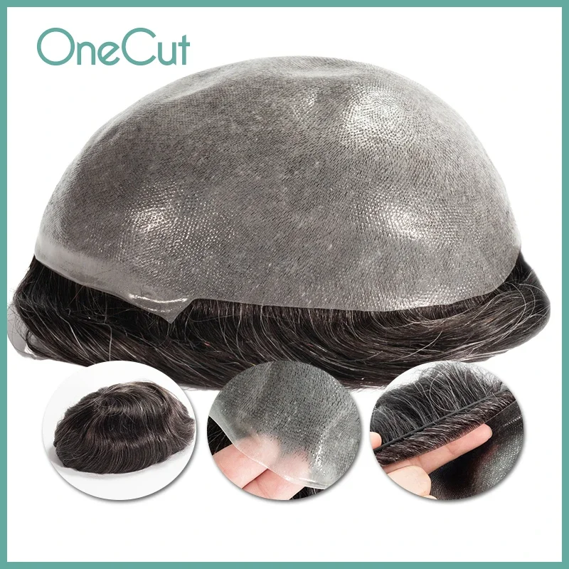 

Male Hair Capillary Prosthesis 0.06-0.08mm SKIN V Loop Full PU Men Toupee Indian Remy Natural Human Hair Replacement System Unit