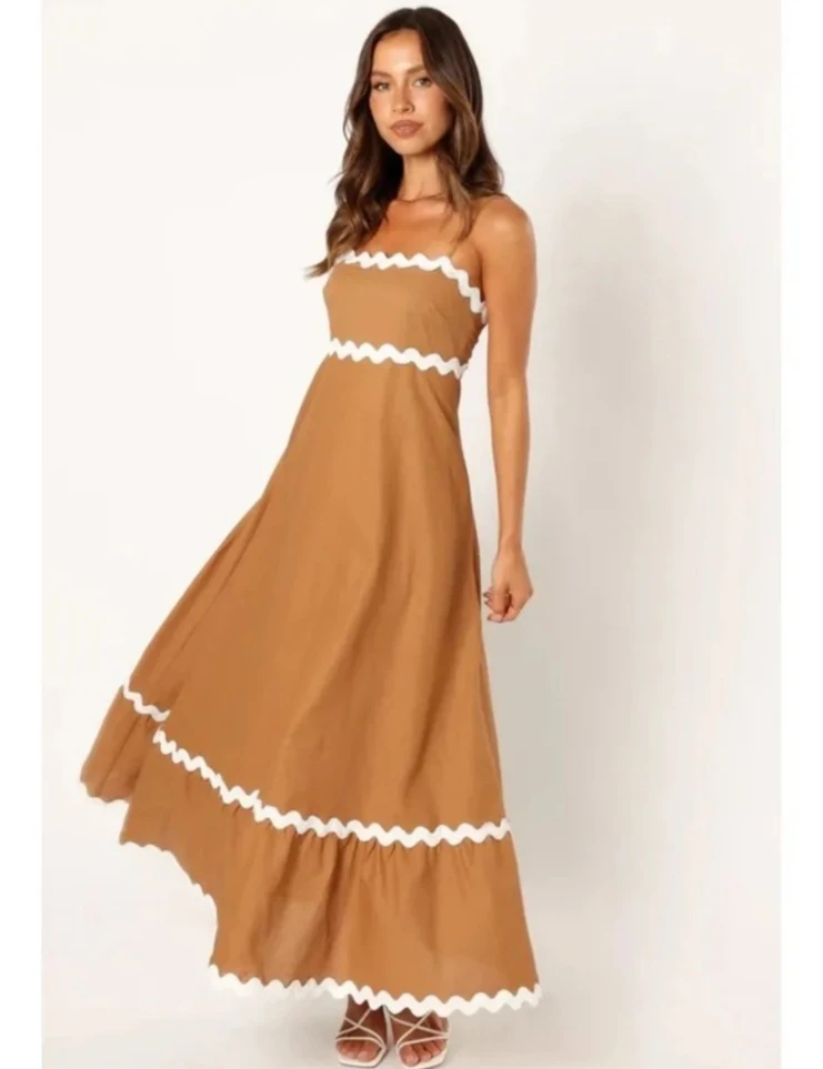 

Сексуальные полосатые длинные платья на тонких бретельках для женщин, повседневное пляжное платье трапециевидной формы с открытой спиной для отдыха, женские платья без рукавов