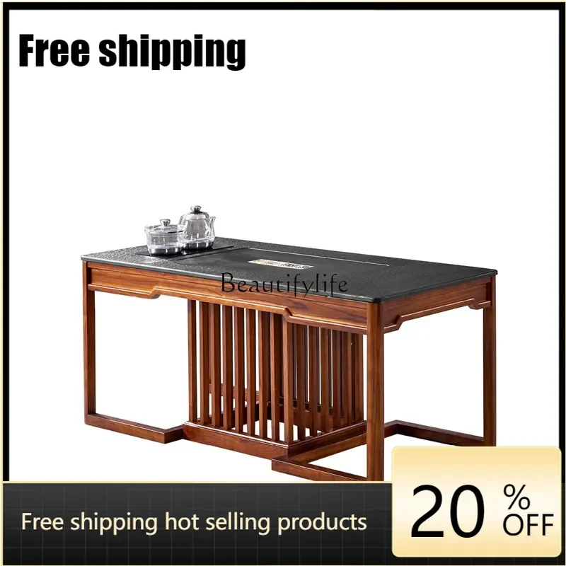 X4 Table-Chair Set Solid Wood New Chinese Embedded Tea Table Zen Home