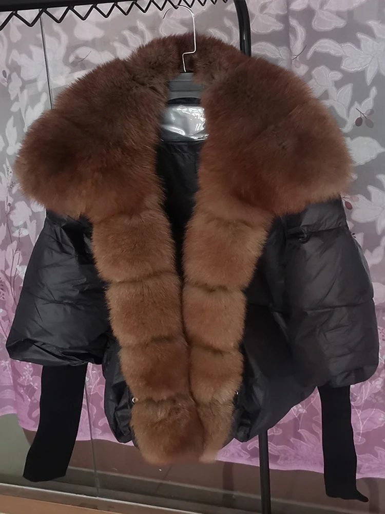 

2023 Fashion New Autumn Winter Real Fox Fur Collar Thick Women Warm Coat 90% Goose Down Jacket Luxury Outwear New Female Coat