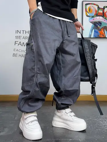 Imagen 2 del producto Pantalones holgados coreanos de Hip Hop, ropa de calle de gama alta a la moda para hombre, pantalones Cargo sueltos, pantalones para correr a la moda, pantalones para monopatín para hombre