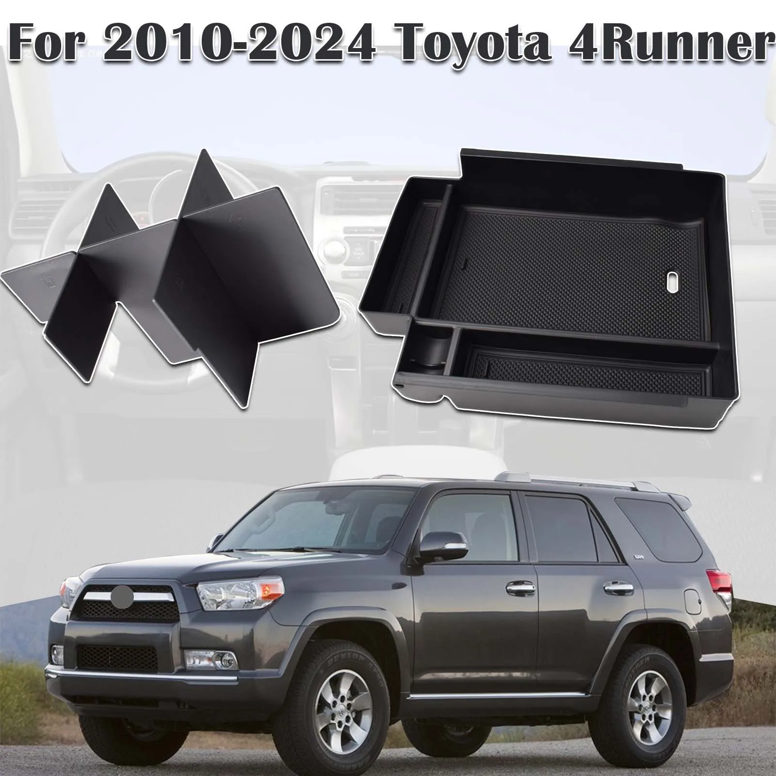 

For 2010-2024 Toyota 4Runner 2PCS Center Console Organizer Tray Armrest Box Storage Car Center Console Storage Box Accessories