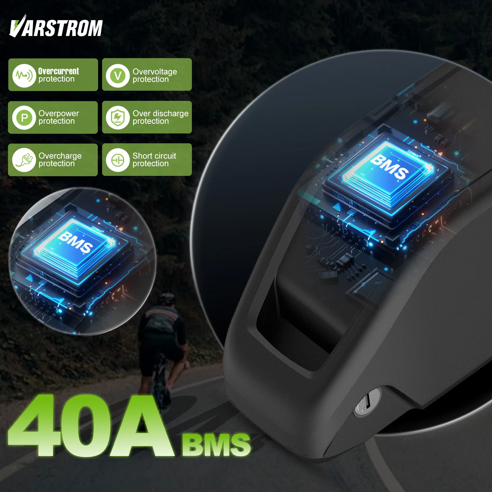 Varstrom Ebike Battery 48V 25AH 52V 20AH 40A BMS for 500W 1000W 2000W Motor 21700 2026 NEW Downtube Lithium Cell Original Pack view 3