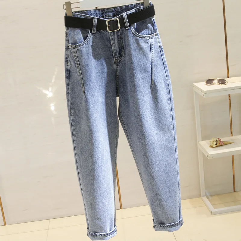 Women Jeans Blue Washed Loose Casual Denim Pants Large Size S-5XL Harem Pants Female Versatile Baggy Trousers