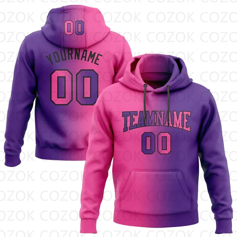 

Customized Hoodie Pink Purple Color splicing Jersey 3D Printed Unisex Pullovers Hoodie Casual Sweatshirts