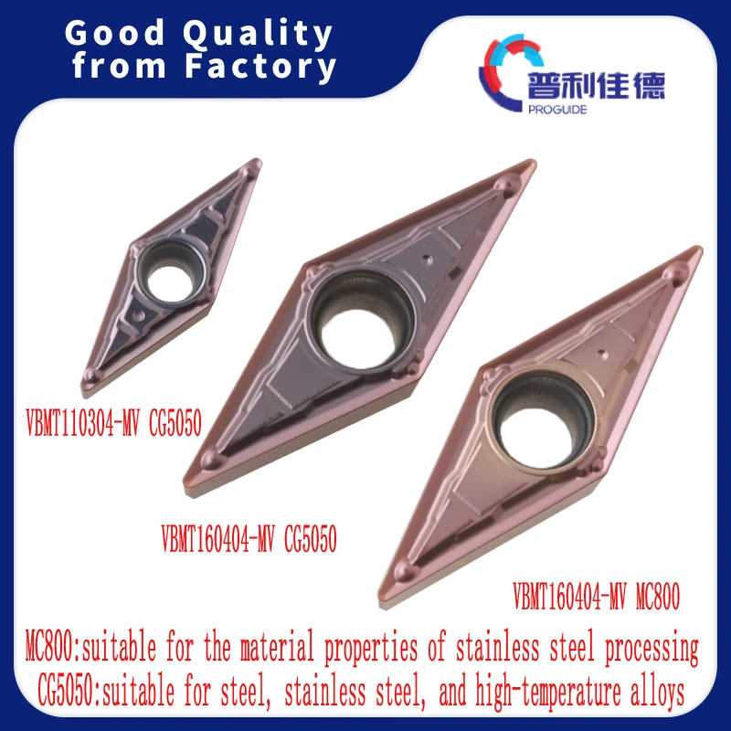 PROGUIDE VBMT110304-MV VBMT160404 VBMT160408 CG5050 MC800 Carbide Inserts CNC Turning Tools Lathe Cutter For Stainless Steel