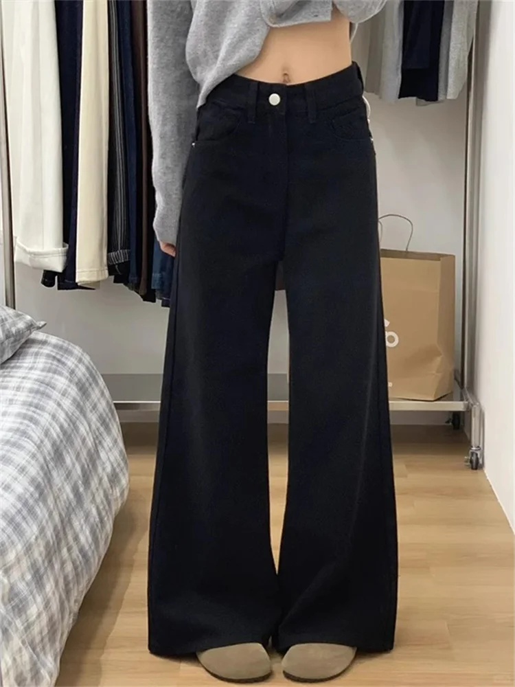 Luźne jeansy damskie z wysokim stanem, szerokimi nogawkami, o kroju litery A, nowe na jesień, luźne, nie legginsy, dzwony, dla figury typu gruszka...