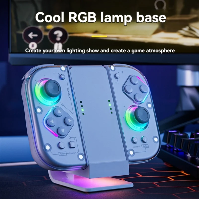 لمقبض وحدة التحكم في التبديل قاعدة شحن قاعدة شاحن لاسلكي ذكي مع RGB متوافق مع مقبض Joycon-PZZW