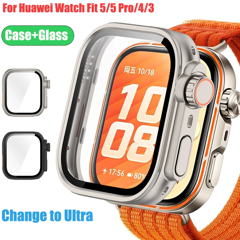 Hochwertiges PC-Gehäuse+Glas für Huawei Watch Fit 5/5 Pro, Umrüstung auf Ultra-Displayschutz für Huawei Fit 3/4/4 Pro, Upgrade auf Ultra