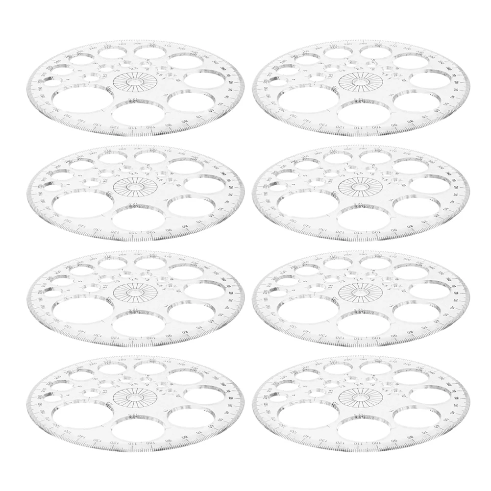 8pcs Circle Protractor Clear High Accuracy 360 Degree Measuring Tool Drafting Ruler For Geometry Woodworking Office Students