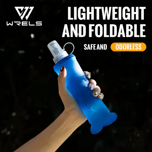 WRELS Folding Collapsible Water Bottle Running Water Bottle Soft Flask TPU BPA-Free Camping Hiking Travel Folding Water Bottle - Image 15