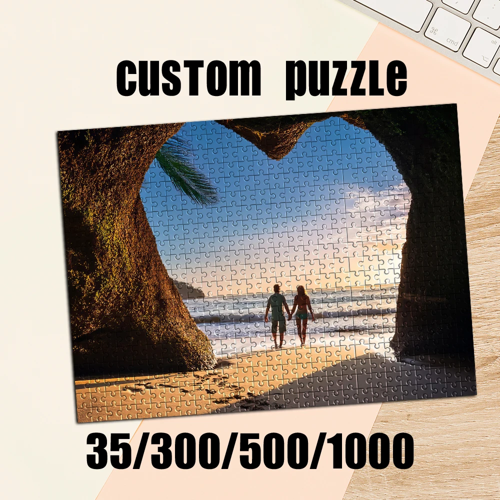 Personalized Custom Photo Puzzle Customize Couple Sunset Photo Intellectual Ornament Personalized Photo Puzzle Gift For Family