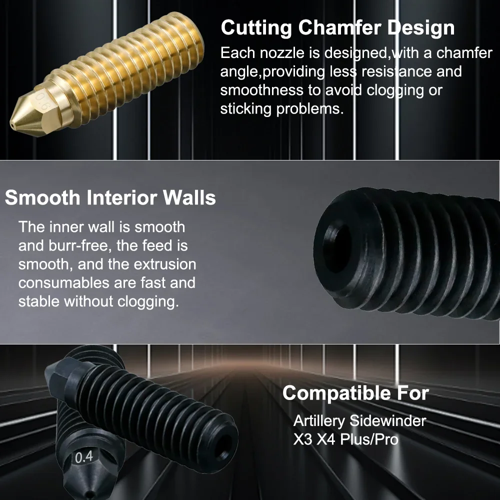 1-10 قطعة ترقية فوهات البركان للمدفعية Sidewinder X3 X4 Plus/Pro/X4 Plus S1 0.4 مللي متر فوهة فولاذية صلبة عالية الجودة