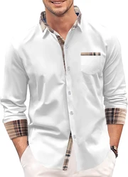 Camicia a maniche lunghe casual slim business abbinata ai colori da uomo della nuova moda estiva 2024