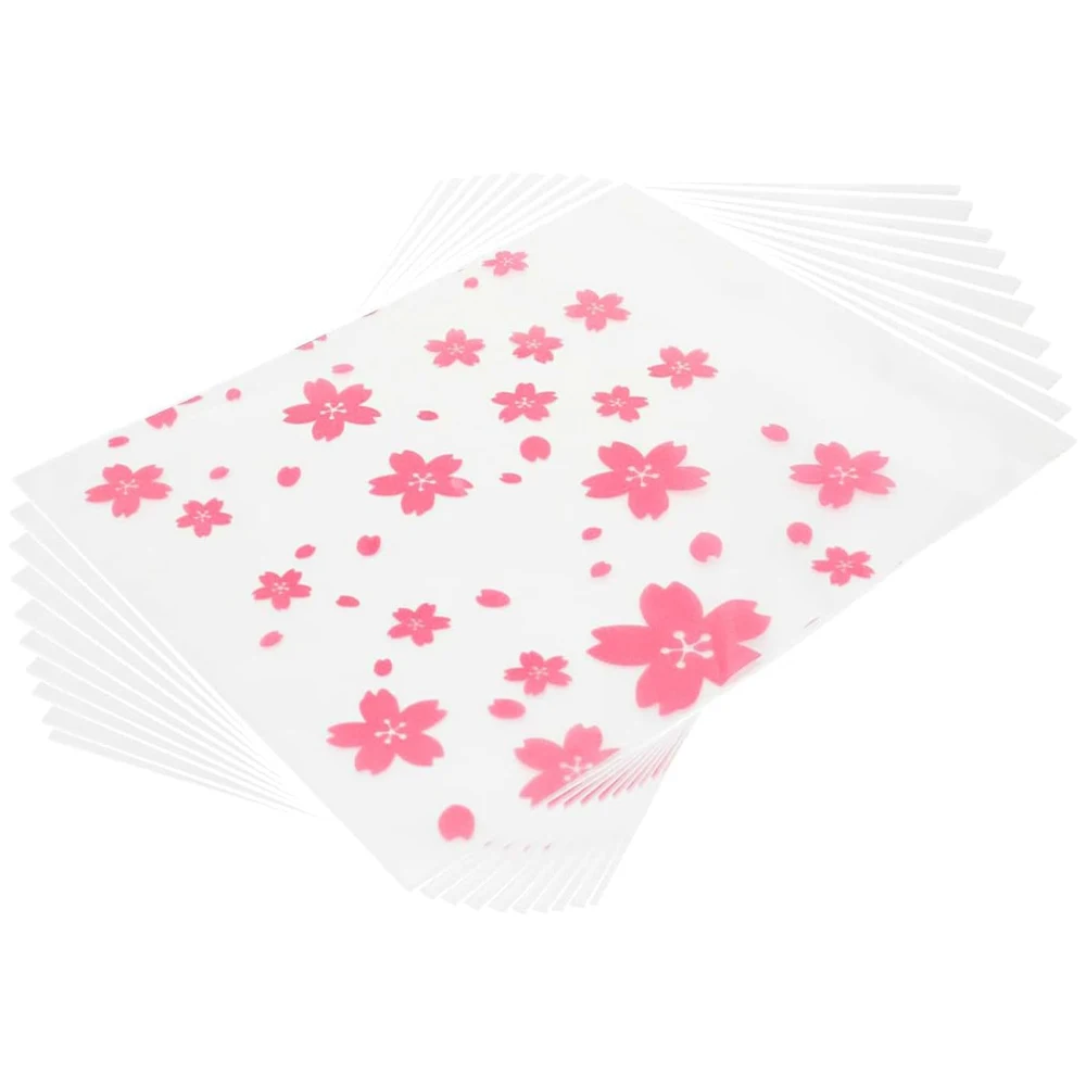 100Pcs Cherry Blossoms Print  Resealable Cellophane Self-Adhesive Bags For Birthday Wedding Party Packaging Supplies Wholesale