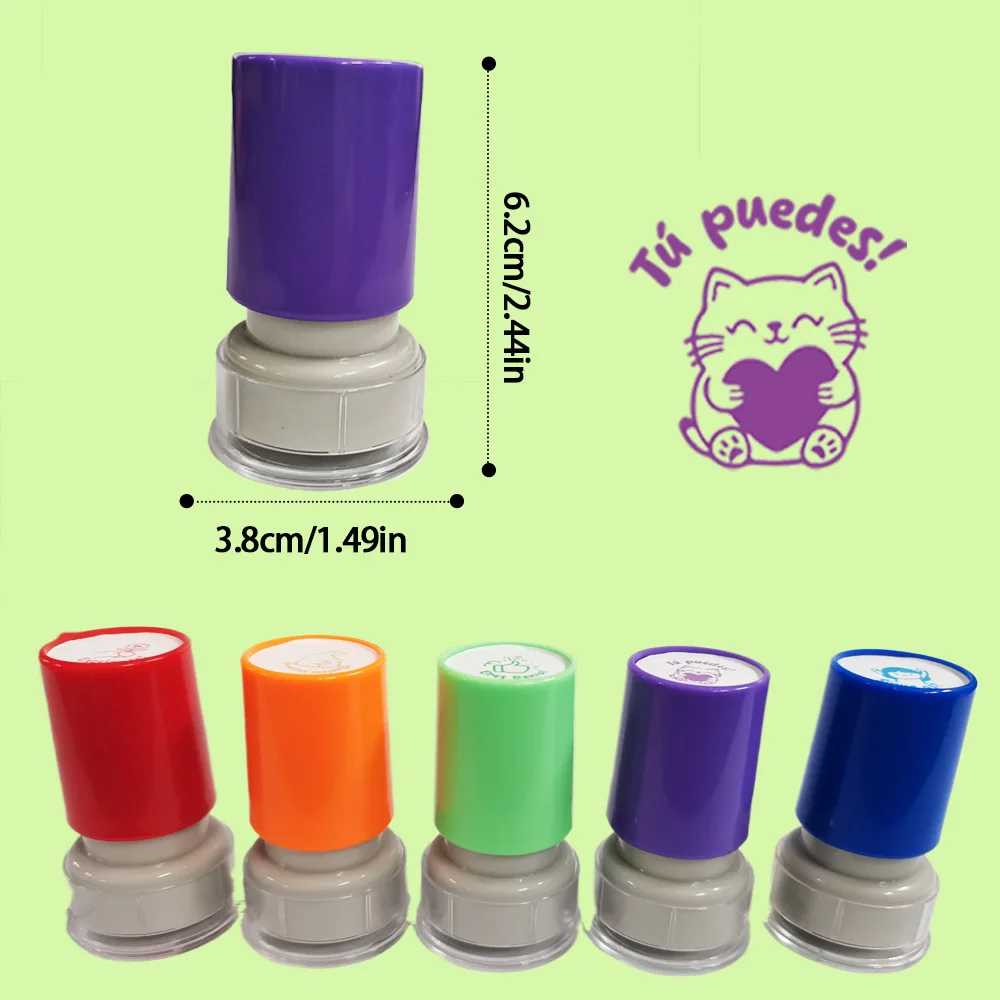 5 قطعة طوابع إسبانية ملونة جائزة المعلم ختم ختم الحيوانات اللطيفة تشجيع الطلاب ختم الثناء الواجبات المنزلية تصحيح القرطاسية