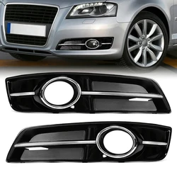 1Set Black Front Bumper Light Grille For Audi A3 2010 2011 2012 2013 Fog Lamp Grill Cover Car Accessories 8P0807681J 8P0807682J