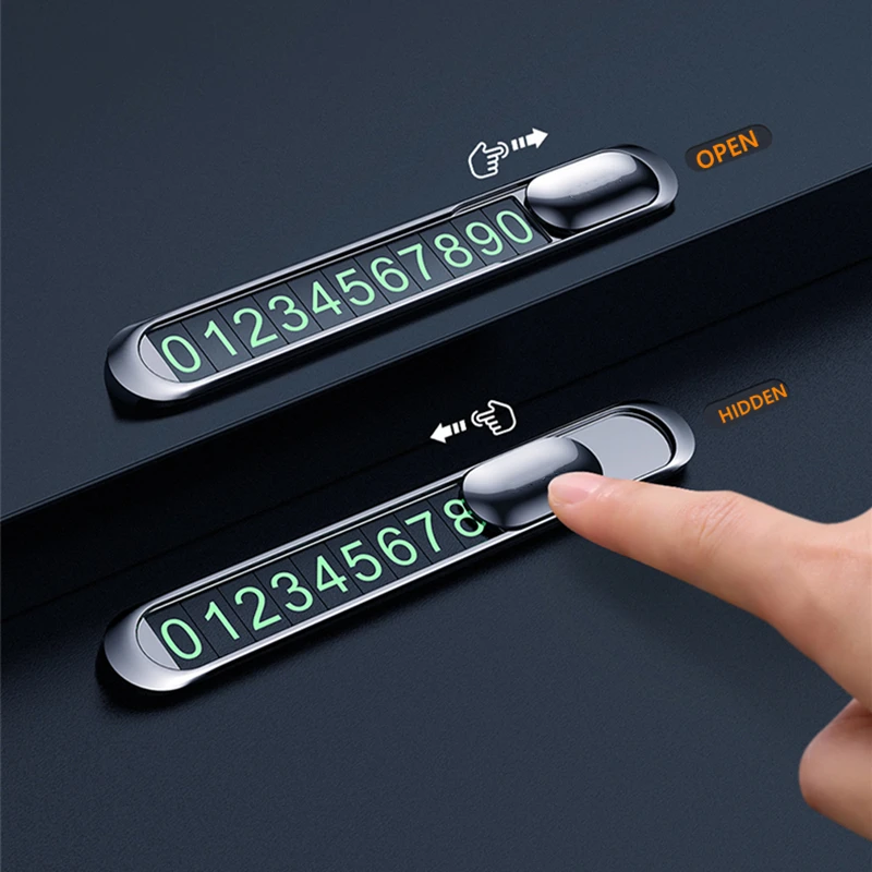 Metal Alloy Hidden Temporary Parking Card  Phone Number Plate In Car For BMW Audi Mercedes Benz Mazda Ford Honda Toyota