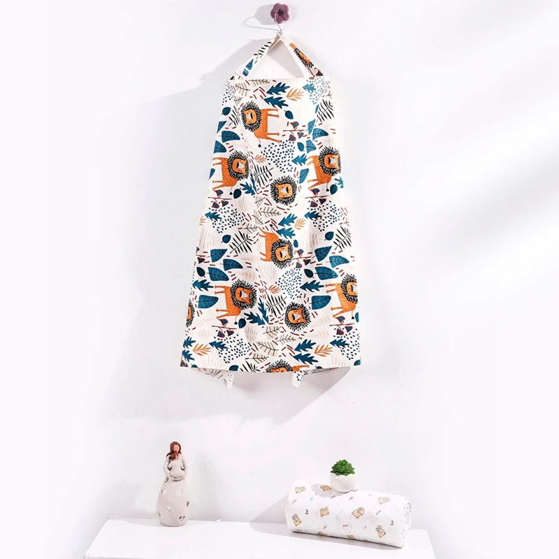 Maternity Nursing Robe Breastfeeding Gown Infant Wrap Leaves Print Nursing Poncho Multi Use Cover for Baby Car for