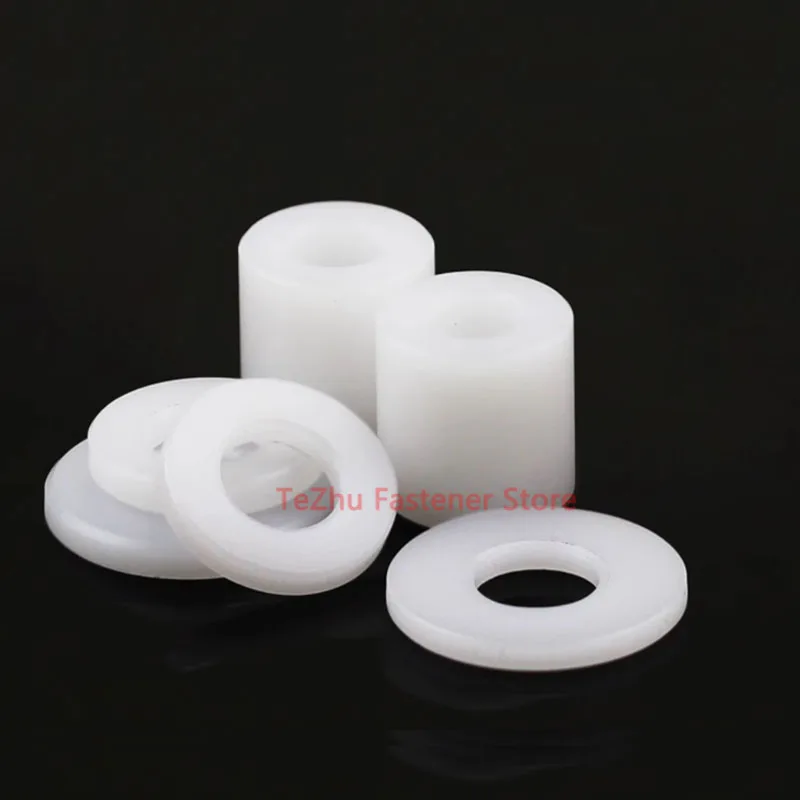 M3 M4 M5 M6 M8 M10 White POM Bushing Washer Round Hollow Unthread Standoff Spacer Sleeve Insulated Plastic Gasket Length 1-20mm