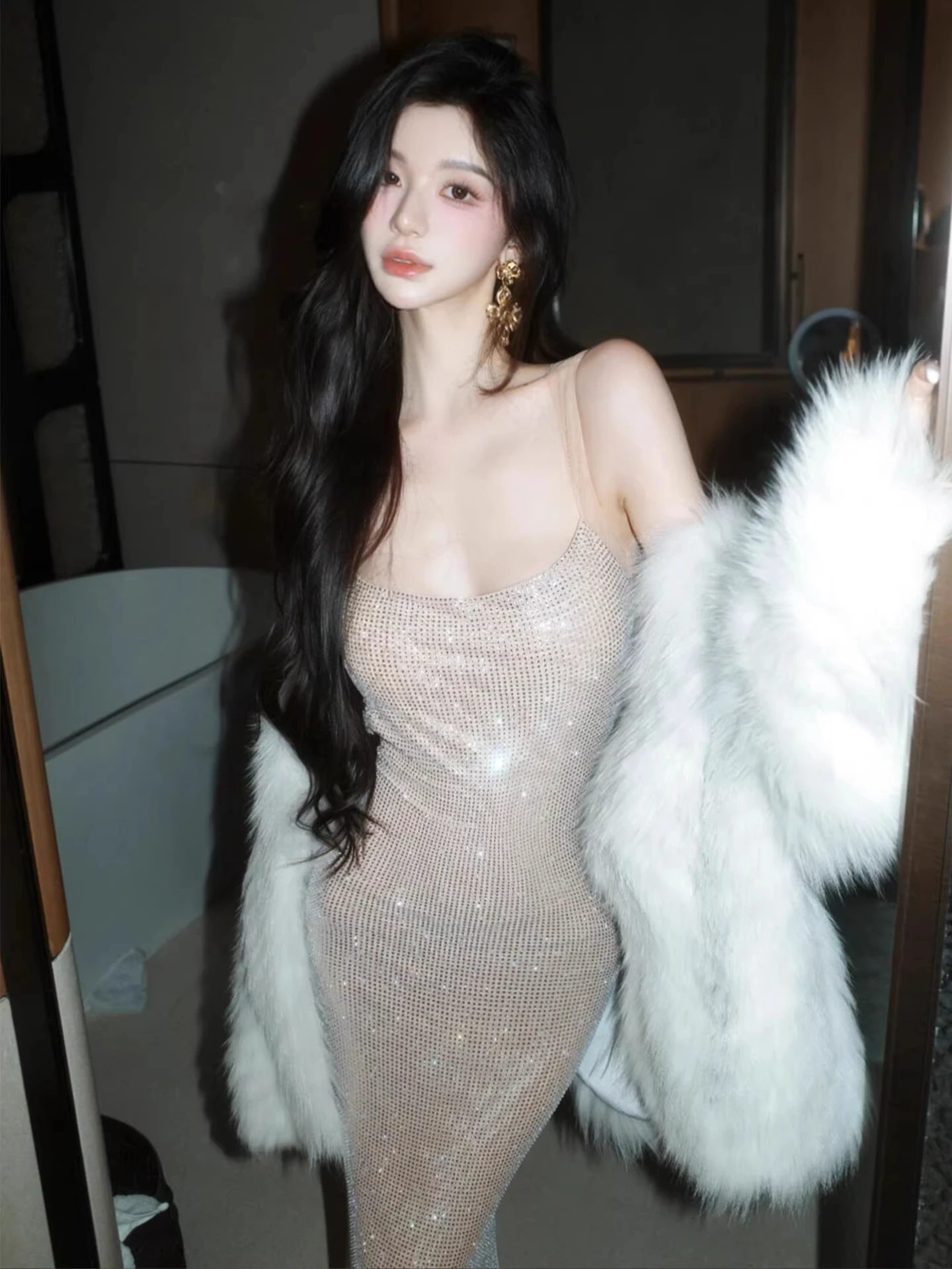 

Сверкающее вечернее платье-русалка с высокой талией и молнией, длинное, для взрослых, для церемоний и вечеринок